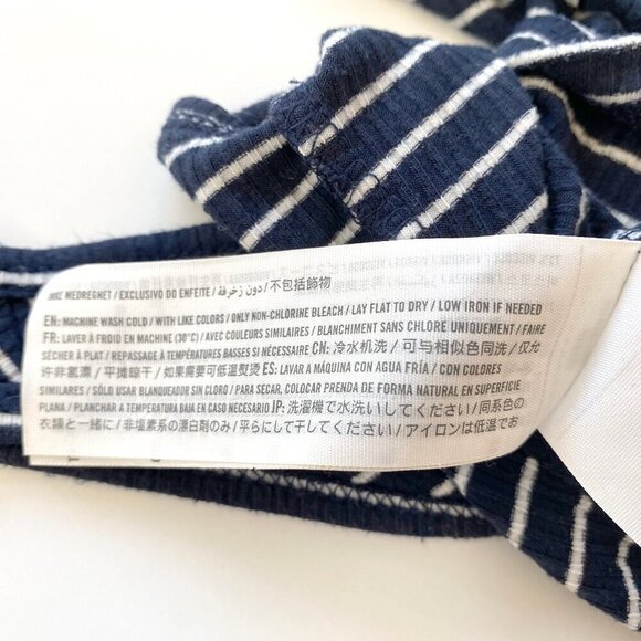 Hollister Cropped Ribbed Tank XS Cross Back Straps Navy White Striped Nautical - Picture 5 of 7
